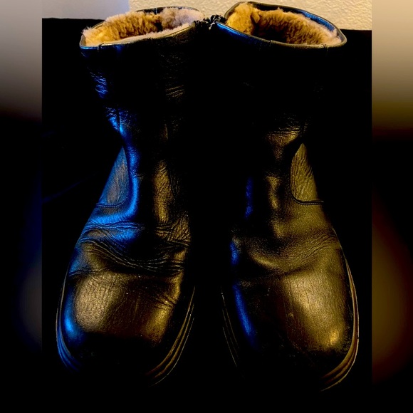 Reiker Men’s Black Leather Ankle Shearling lined Boots size 10.5 / 44 - Picture 3 of 7